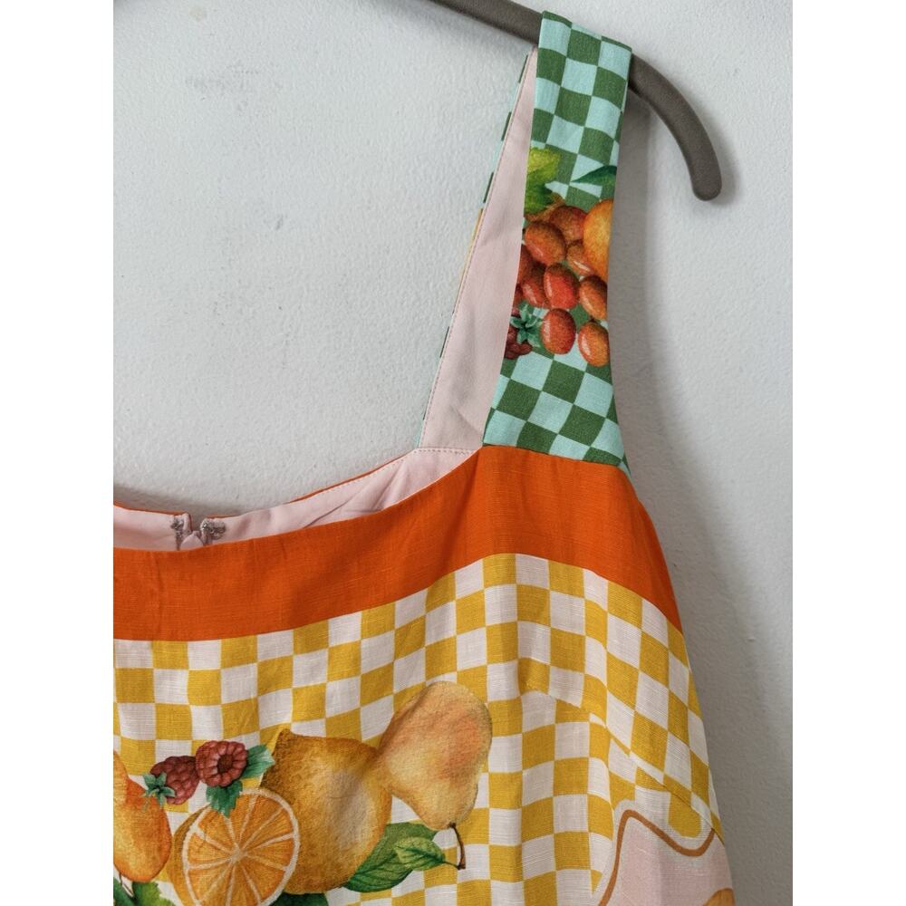 NWT Antonio Melani Eliana Fruit Printed Linen Square Neck Sleeveless Dress Large - Picture 5 of 10